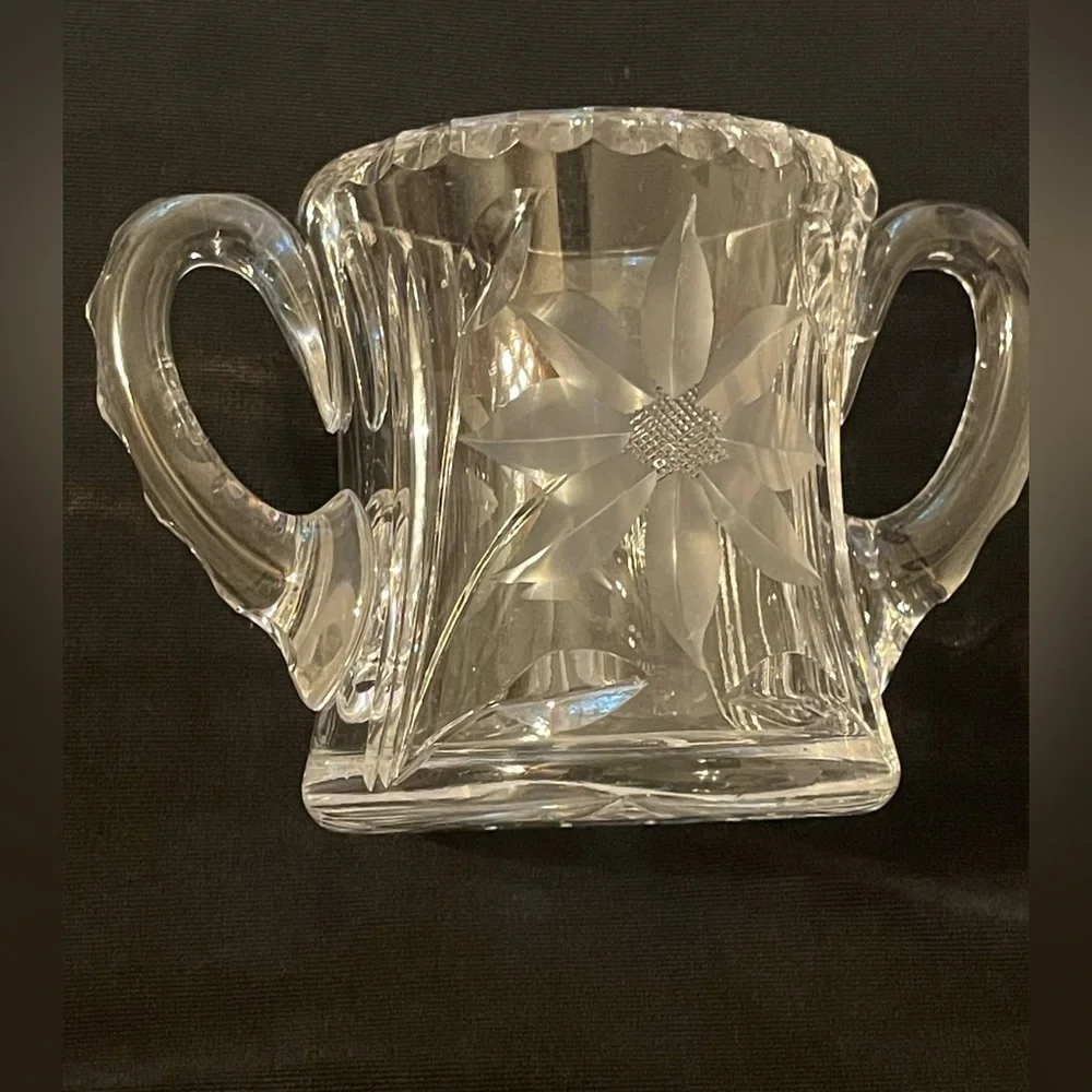 vintage‎ heavy cut glass sugar/creamer “ poinsettias pattern